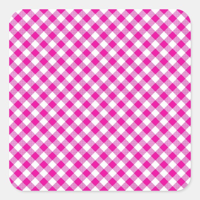 Pink Gingham Background Square Sticker (Front)