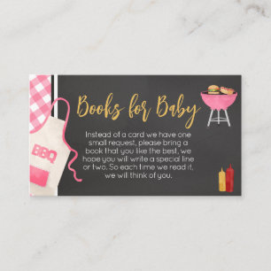 Pink Gingham BBQ Baby Shower Books for Baby Enclosure Card