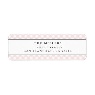 Pink Gingham Birth Announcement Address Labels