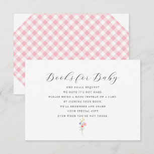 Pink Gingham Books for Baby Shower RSVP Card