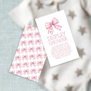 Pink Gingham Bow Baby Display Shower Enclosure Card