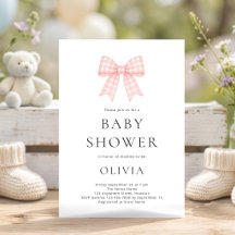Pink Gingham Bow Baby Shower