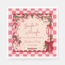 Pink Gingham Bow Christmas Party