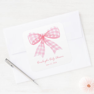Pink Gingham Bow Ribbon Coquette Label