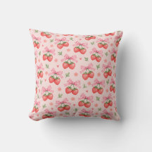 Pink Gingham Bow Strawberry Floral Pattern