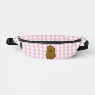 Pink Gingham Brown Potato Bum Bags