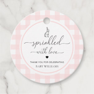Pink Gingham Bunny Rabbit Sprinkled With Love Favour Tags