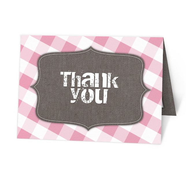 Pink Gingham Canvas Thank You Cards (Creator Uploaded)