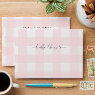 Pink Gingham Check Envelope