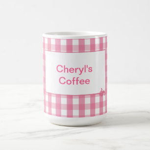 Pink Gingham Check Pattern Coffee Mug