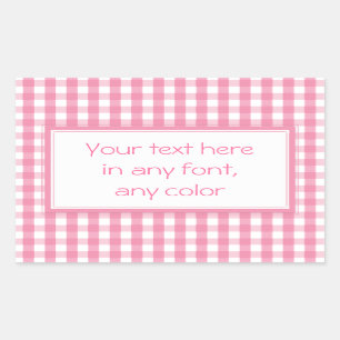 Pink Gingham Check Pattern Rectangular Sticker