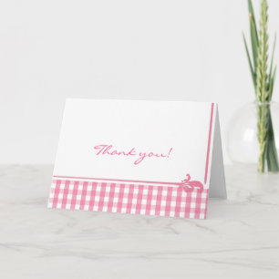 Pink Gingham Check Pattern Thank You Card