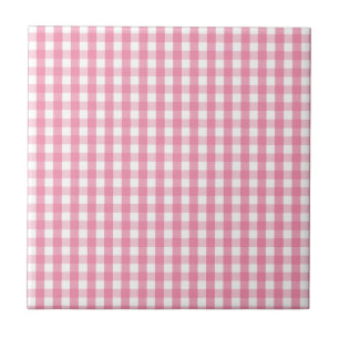 Pink Gingham Check Pattern Tile