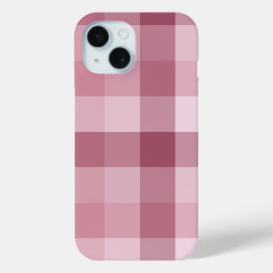 Pink Gingham Check Plaid Design iPhone 15 Case