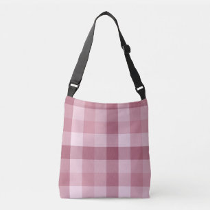 Pink Gingham Check Plaid Design Crossbody Bag