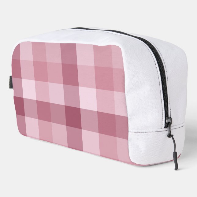 Pink Gingham Check Plaid Design Dopp Kit (Right Corner)