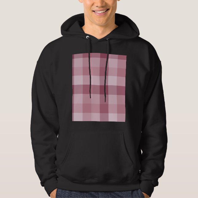 Pink Gingham Check Plaid Design Hoodie (Front)