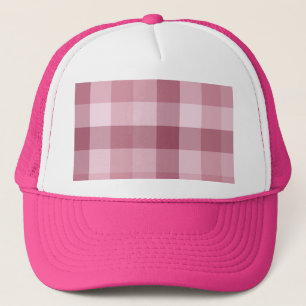 Pink Gingham Check Plaid Design Trucker Hat