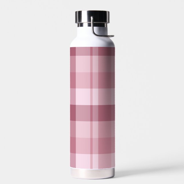Pink Gingham Check Plaid Design Water Bottle (Left)