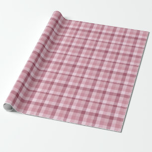 Pink Gingham Check Plaid Design Wrapping Paper