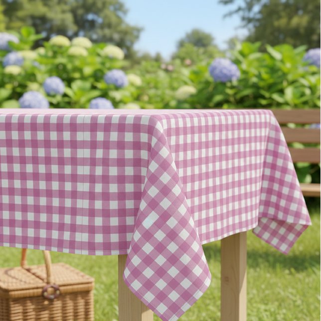 Pink Gingham Checkered Tablecloth for Parties (Creator Uploaded)