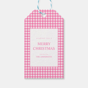 Pink Gingham Christmas Gift Tags