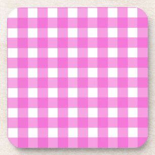 Pink gingham coaster