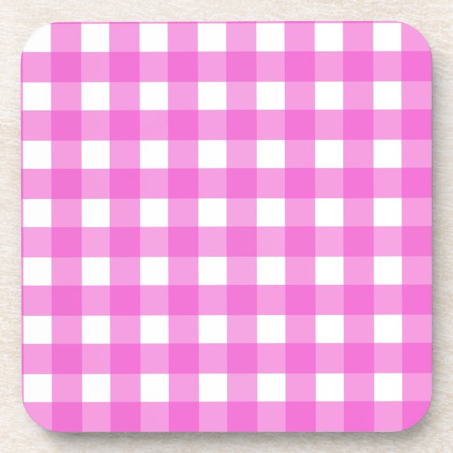 Pink gingham coaster (Front)