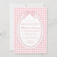 Pink Gingham Coquette Bow Birthday Party
