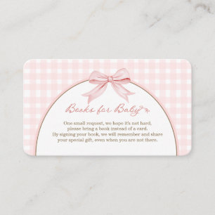 Pink Gingham Coquette Bow Books for Baby Enclosure Card