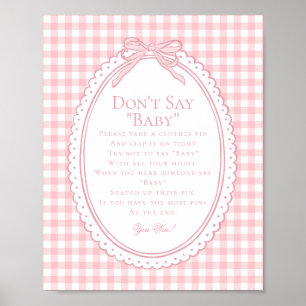 Pink Gingham Coquette Bow Dont Say Baby Game Poster