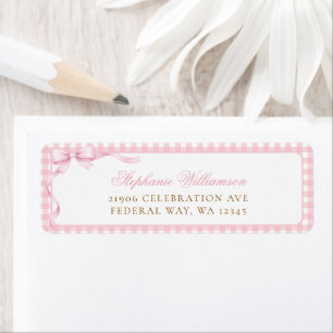 Pink Gingham Coquette Bow Return Address