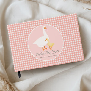 Pink Gingham Coquette Silly Goose Cute Baby Shower Guest Book