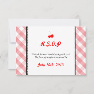 Pink gingham country rustic wedding response rsvp