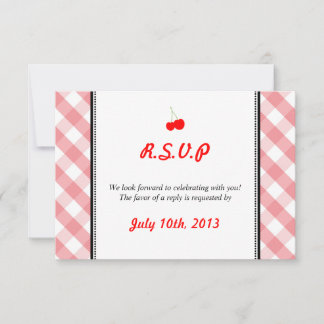Pink gingham country rustic wedding response rsvp