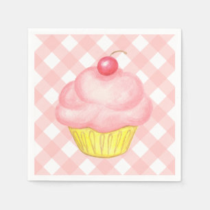 Pink Gingham Cupcake Napkins