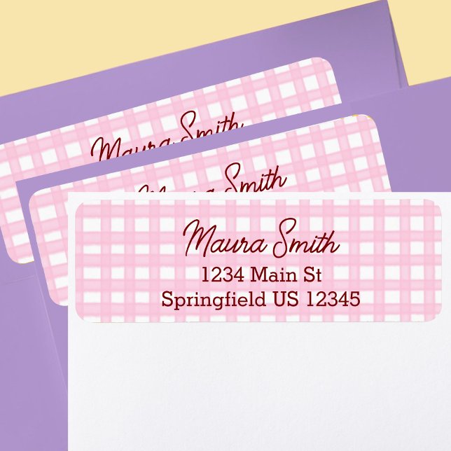 Pink Gingham cute return address (Creator Uploaded)