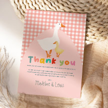 Pink Gingham Cute Silly Goose Baby Shower