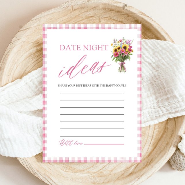 Pink Gingham Date Night Ideas Bridal Shower Game Invitation (Pink Gingham Date Night Ideas Bridal Shower Game)