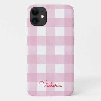 Pink Gingham Decor iPhone 11 Case
