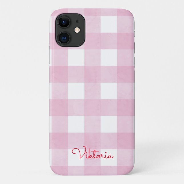 Pink Gingham Decor Case-Mate iPhone Case (Back)