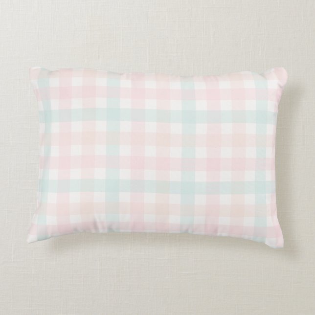 Pink Gingham Decorative Cushion (Back)