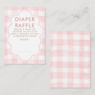 Pink Gingham Diaper Raffle Baby Shower Tickets Enclosure Card