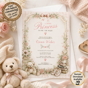 Pink Gingham Dreams Vintage Baby Shower Invitation