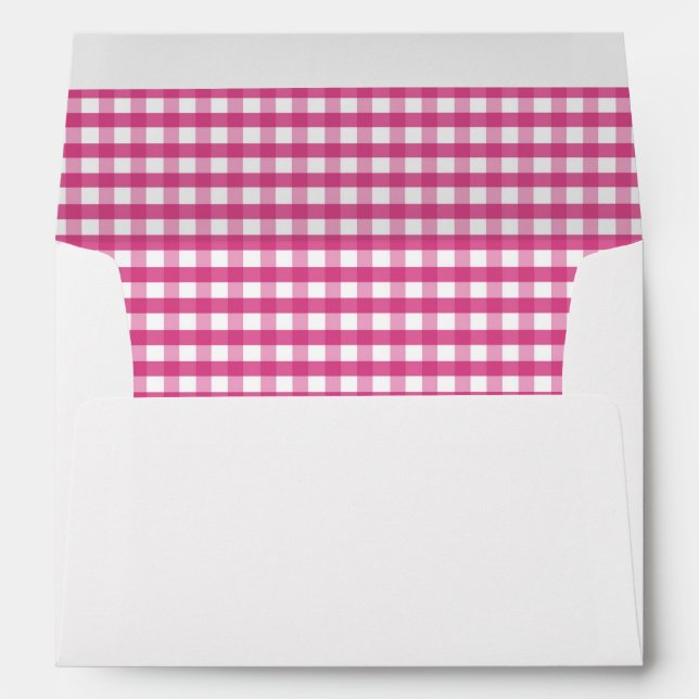 Pink Gingham Farm Animals Cute Cow  5x7 Card A7  Envelope (Back (Bottom))
