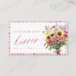 Pink Gingham Farmers Market Guess How Many Kisses Enclosure Card
