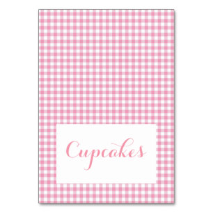 Pink gingham  Food Tent Cards