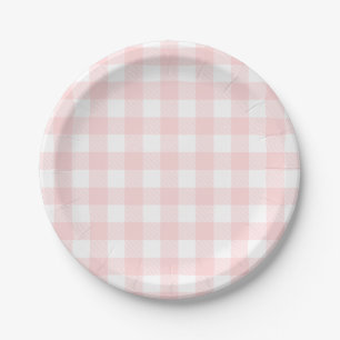 Pink Gingham For  Easter Bunny & Egg Paper Plate