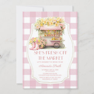 Pink Gingham Fresh Off the Market Bridal Shower  Invitation