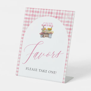 Pink Gingham Fresh Off The Market Favours Sign